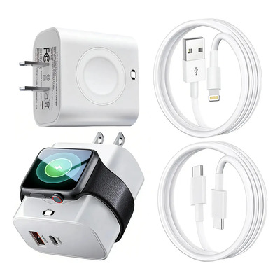 Lielyhod Cargador Inalámbrico Magnético De 23 W Para Apple Watch, Compatible Con Iwatch Ultra\u002Fse\u002F10\u002F9\u002F8\u002F7\u002F6\u002F5, iPhone 16\u002F15\u002F14, Etc., Cargador De Pared Rápido De Doble Puerto (usb-c + Usb-a). | MercadoLibre