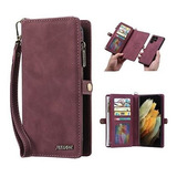 Funda Para Galaxy S22 Ultra Billetera Desmont. Cuero Morado