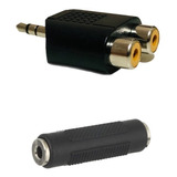 Kit 1 Adaptador 2 Rca X P2 + 1 Emenda P2 Femea