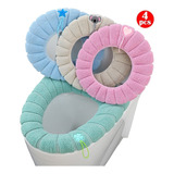 4pcs Cubre Asiento Funda Lavable Cálida Inodoro Taza Wc Baño