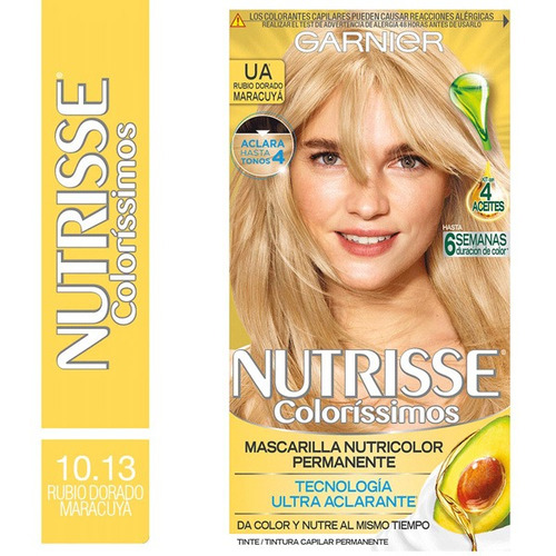 Kit Nutrisse Garnier Tintura Permanente Rubio Dorado 45 Gr Tono 10.13 Maracuya