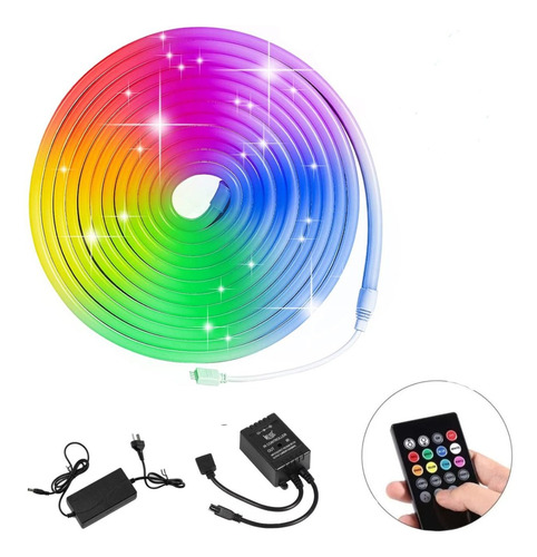 Kit 5 Mts Manguera Neón Rgb Audiorítmica Musica Sonido Micro