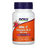 Now Foods Mk-7 Vitamina K-2 100mcg 60caps Veg Eua/usa Sabor Sem Sabor