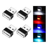 4 Pcs Lámpara De Ambiente Interior De Coche Led Usb, M...