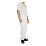 Conjunto Brim Calça E Camisa Manga Curta Branca Uniforme