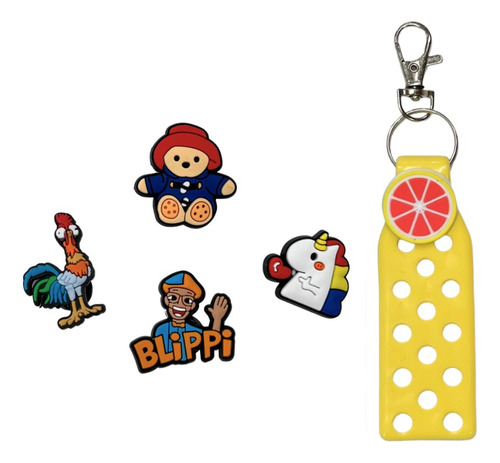 Charms Accesorios Pines Para Crocs 4 Piezas +llavero Amarilo