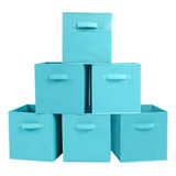 Kit 6 Cajas Almacenamiento Plegables Multiusos Ropa Cobijas Color Azul Milan