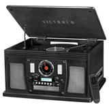 Victrola Navigator Blk Tocadiscos Cd Casete Radio Usb 8 En 1