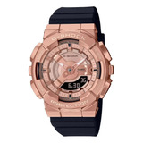 Reloj Casio Gm-s110pg-1a G-shock Original Dama E-watch Color De La Correa Negro Color Del Bisel Oro Rosa Color Del Fondo Oro Rosa