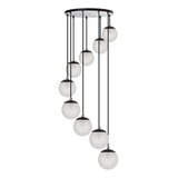 Lustre Pendente Arpa 9 Globos Esfera De Vidro Luxo