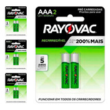 8 Pilhas Recarregaveis Aaa Rayovac (4 Cartelas)