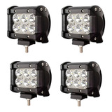 Kit 4 Faros Barra 6 Leds Luz Auxiliar Accesorio Camion 