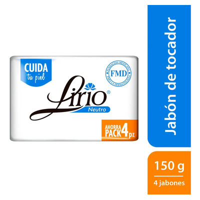 Jabón en Barra Lirio Neutro con Glicerina Pack 4 de 150g Piel Mixta | MercadoLibre