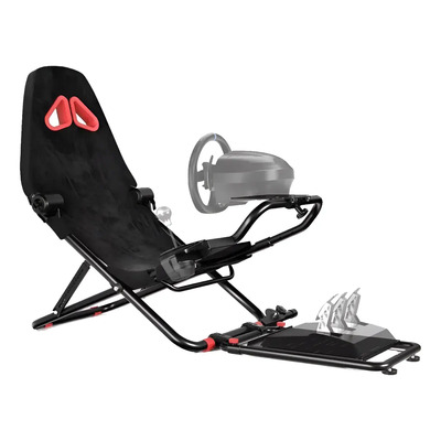 Simulador De Carreras Gamer Cockpit Con Asiento Ajustable, Soporte Para Volante Pedales Y Palanca, Estructura De Acero Resistente, Cabina De Conducción Gaming Compatible Con Logitech, Thrustmaster | Meses sin interés