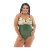 Maiô Plus Size Drapeado Arte Verde Melhor Preço!