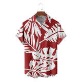 Camisa Hawaiana Unisex Con Forma De Hoja De Palma Blanca T