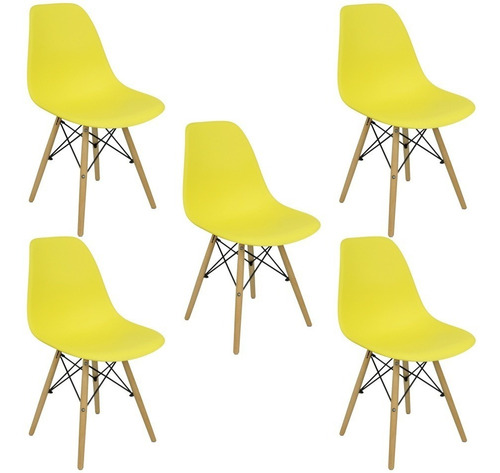 Kit 5 Cadeiras Charles Eames Eiffel Wood Design Varias Cores