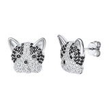 Aretes De Plata Con Diseño De Gato Para Mujeres