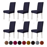 6 Fundas Elástica Cubre Silla Comedor Strech Ajustable Color Color Marino