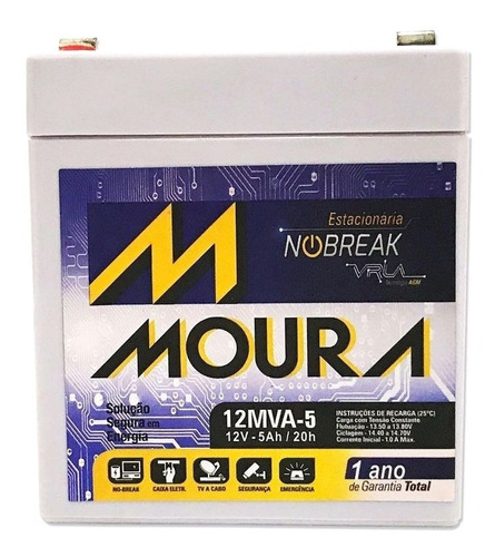 Bateria Bike Alarme Nobreak Cftv 12v 5 Ah Moura 0485