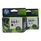 Par 2 Cartuchos Tinta Hp 664xl 1color F6v30al, 1negro F6v31a