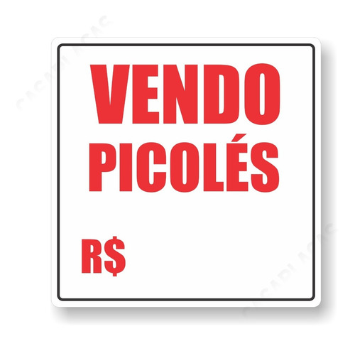 Placa Vendo Picolé 40x40cm Pvc Pronta Para Uso Personalizada