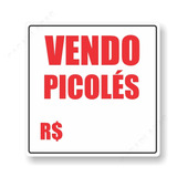 Placa Vendo Picolé 40x40cm Pvc Pronta Para Uso Personalizada