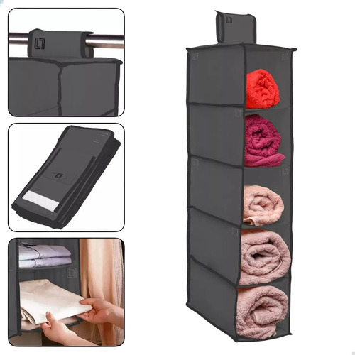 Organizador Vertical De Guarda Roupa Multiuso 5 Divisórias