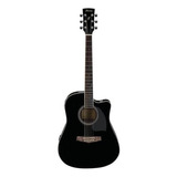 Guitarra Acústica Ibanez Pf15ece Black High Gloss