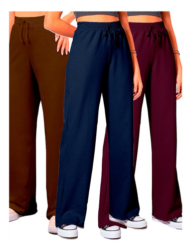 Calças Pantalona Leve Macio  Kit 3 Sortidas  Conjunto Look