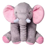 Almofada Travesseiro Elefante Bebê Pelúcia Rosa 80cm