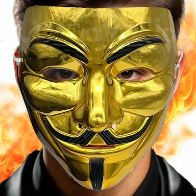 Máscara Dorada Anonymous Venganza V Disfraz Halloween Color Dorado | MercadoLibre