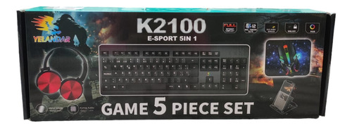 Kit Gamer 5 En 1 K2100 Teclado Mouse Auricular Porta Celular