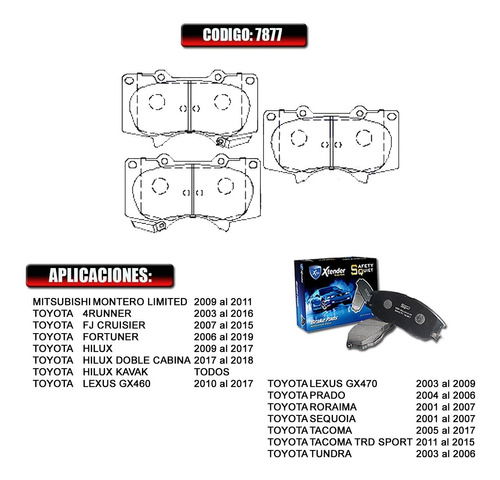 Pastilla De Freno Delantera Toyota Fj Cruisier  07 08   7877 Foto 2