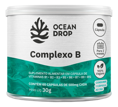 Complexo B Vitamina B12 B1 B2, B3, B5, B6, B7, B9 Ocean Drop