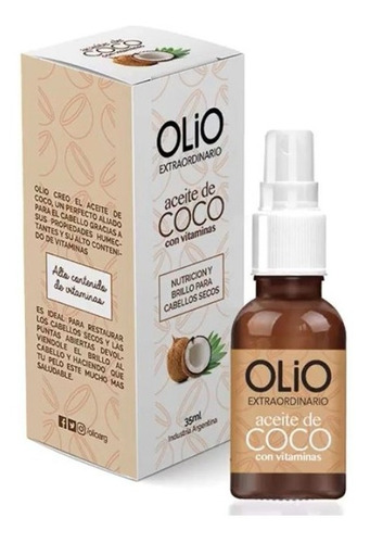 Aceite De Coco Olio Anna De Sanctis 35 Ml Brillo Y Nutrición