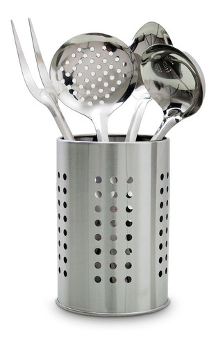 Conjunto Utensílios De Cozinha E Escorredor Aço Inox 5 Peças