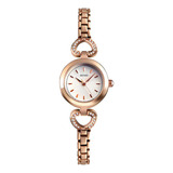 Reloj Mujer Skmei 1408 Acero Minimalista Elegante Clasico Color De La Malla Dorado/rosa Color Del Fondo Blanco