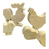 Set Familia De Animales Madera Juguetes Waldorf