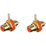 Conector Rca Jack Ficha Hembra Chasis Panel Rojo - Pack X 2 