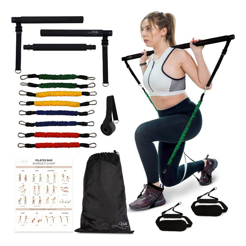 Kit De Barra De Pilates Multifuncional Con Bandas De Resiste