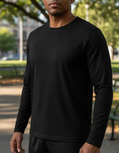 Playera Para Sublimar Negro Manga Larga