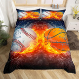 Juego De Funda De Edredón De Baloncesto De Béisbol Para Cama