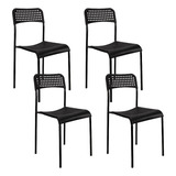 Set 4 Sillas Comedor Cocina Moderna Apilable Minimalista Estructura De La Silla Negro Asiento Negro