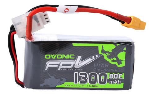 Bateria Lipo Ovonic 11.1v 80c 3s 1300mah Pack Con Xt60 Plug 