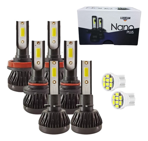 Kit 6 Lâmpada Super Led Nano Plus 6500k Luz Alta Baixa Milha