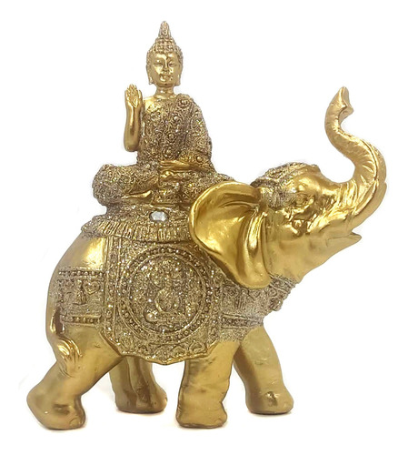 Buda Decorativo No Elefante Em Resina Sabedoria Hindu - B169