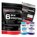 Kit Whey Blend Proteinas Refil + Bcaa + Creatina + Dextrose