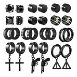 13 Pares Aretes Hombre Falsos Piercings De Acero Inoxidable