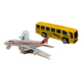 Set Avión Aeropuerto + Bus Colectivo Juguete Regalo Niños